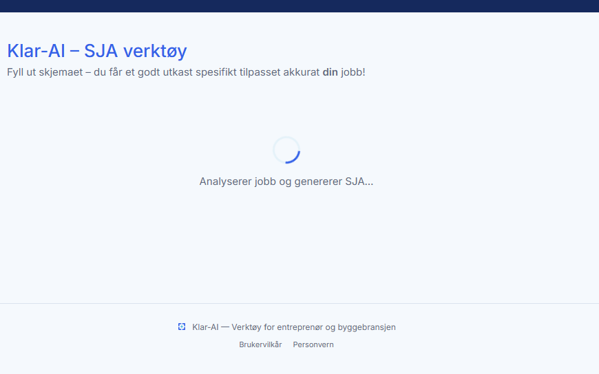 Klar-AI analyserer og genererer SJA